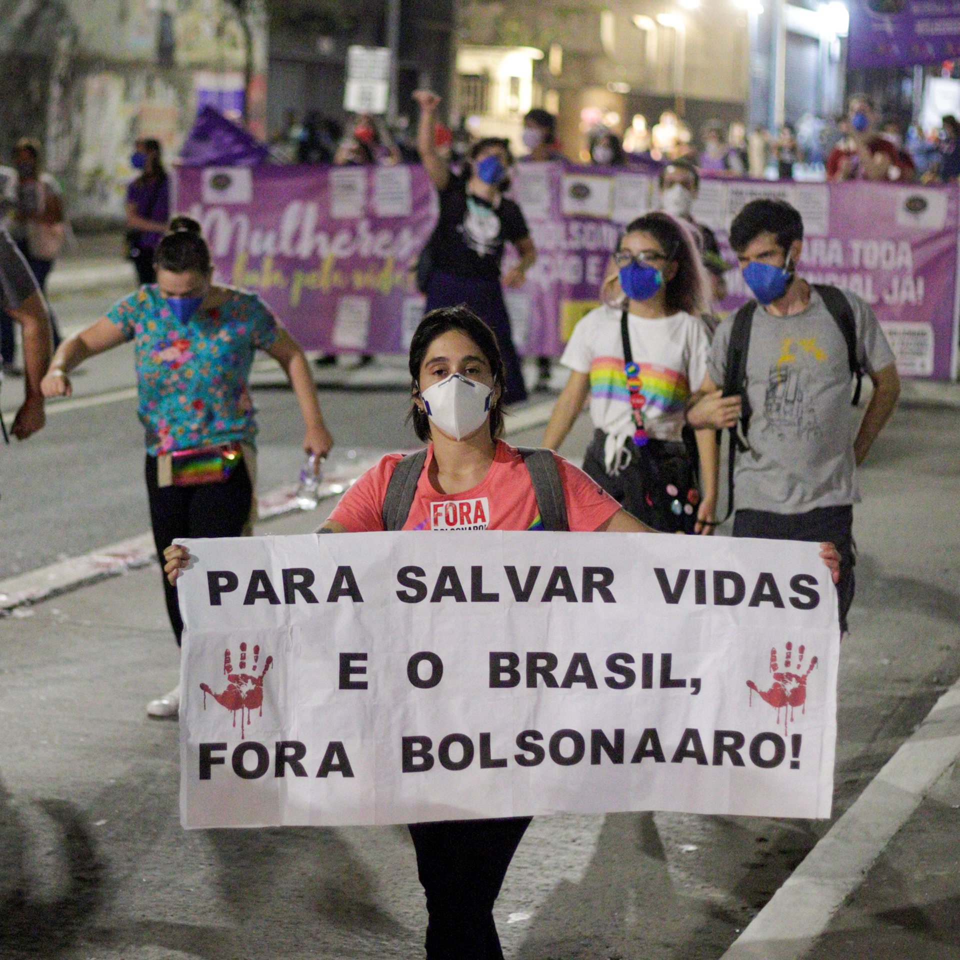 Manifestantes contra o governo federal durante a pandemia - 29 de maio de 2021
